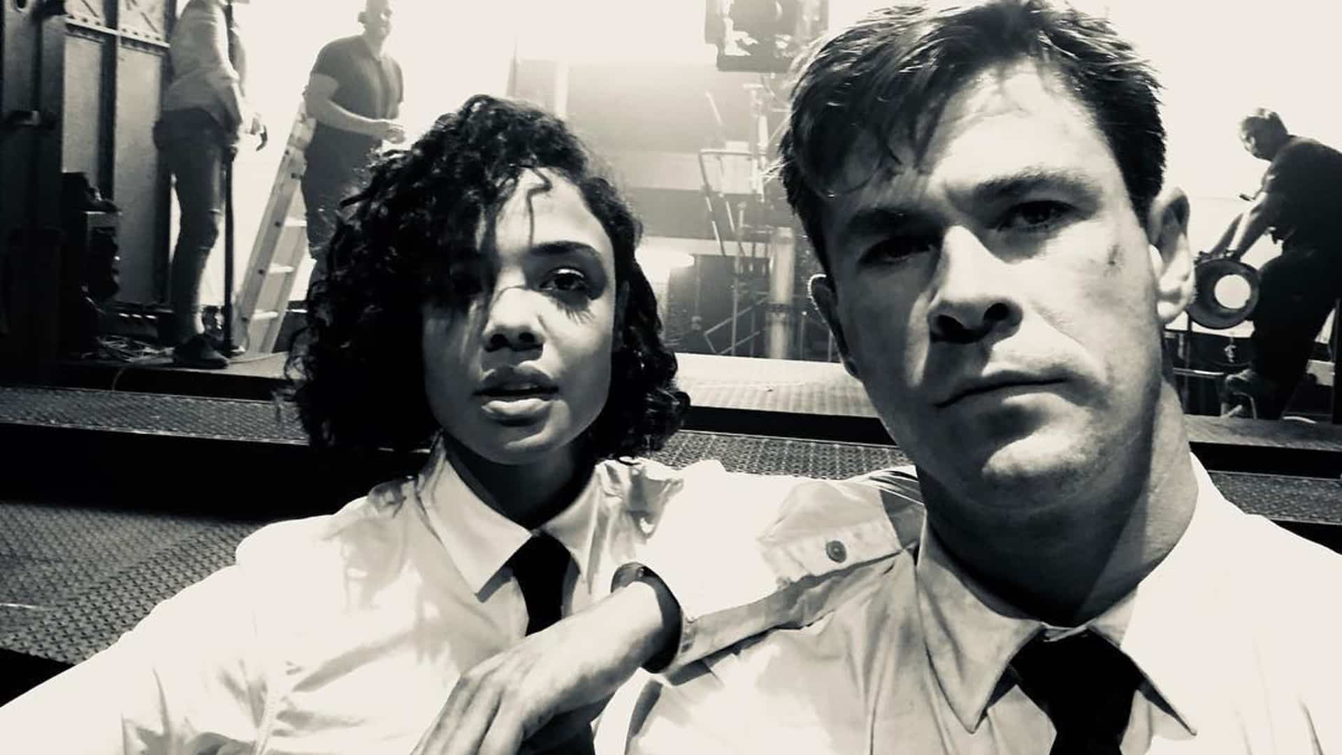 Men in Black: Tessa Thompson e Chris Hemsworth in una foto dal set