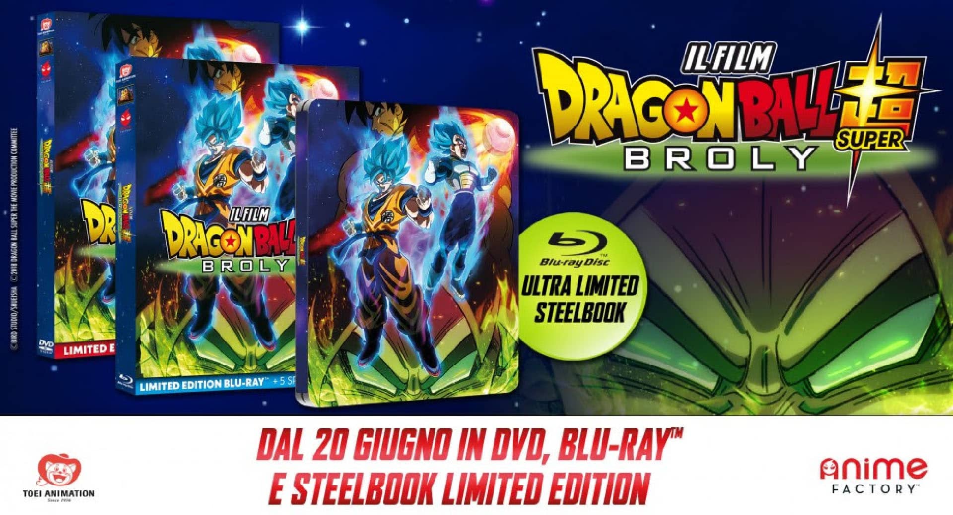 Dragon Ball Super: Broly in Home Video dal 20 giugno 2019